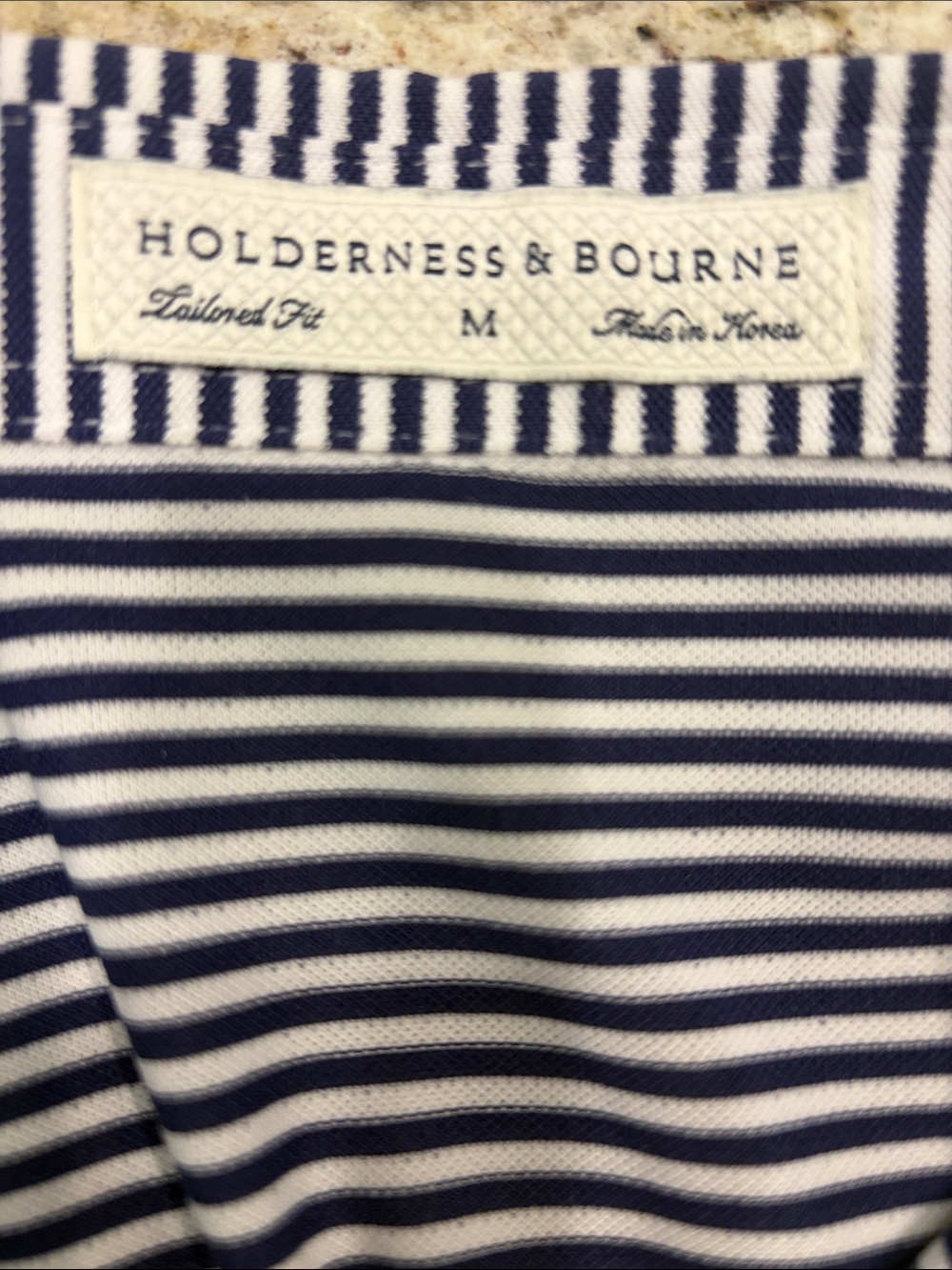 Holderness & Bourne Men's Navy & White Striped Polo Shirt - Picture 2 of 3